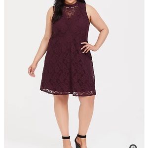 TORRID burgundy lace trapeze dress